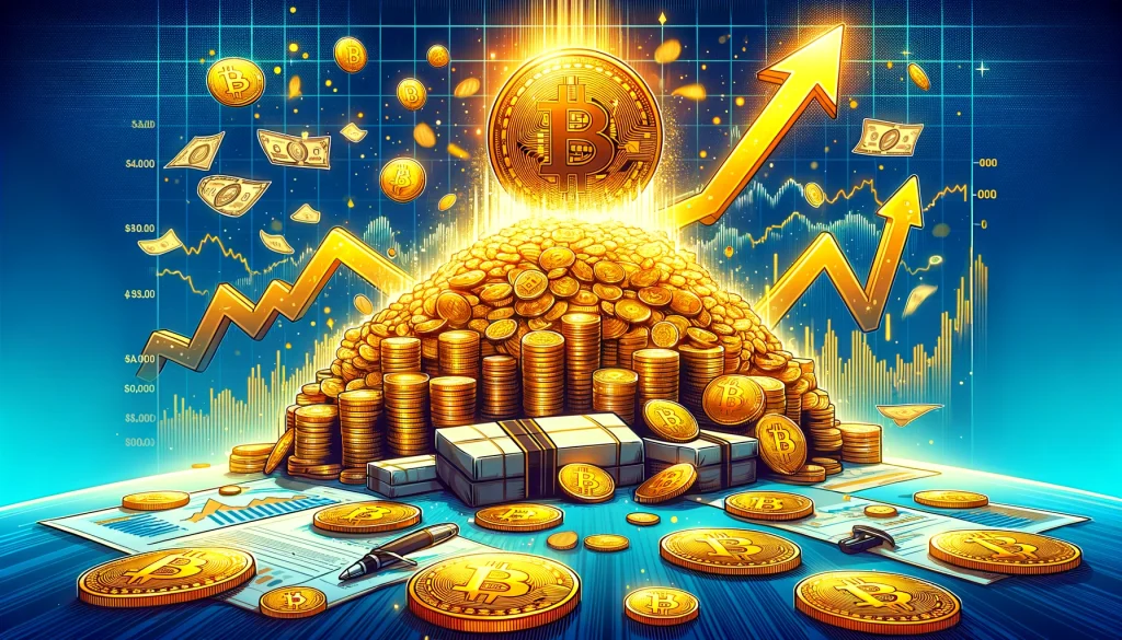 Bitcoin mit Goldmünzen