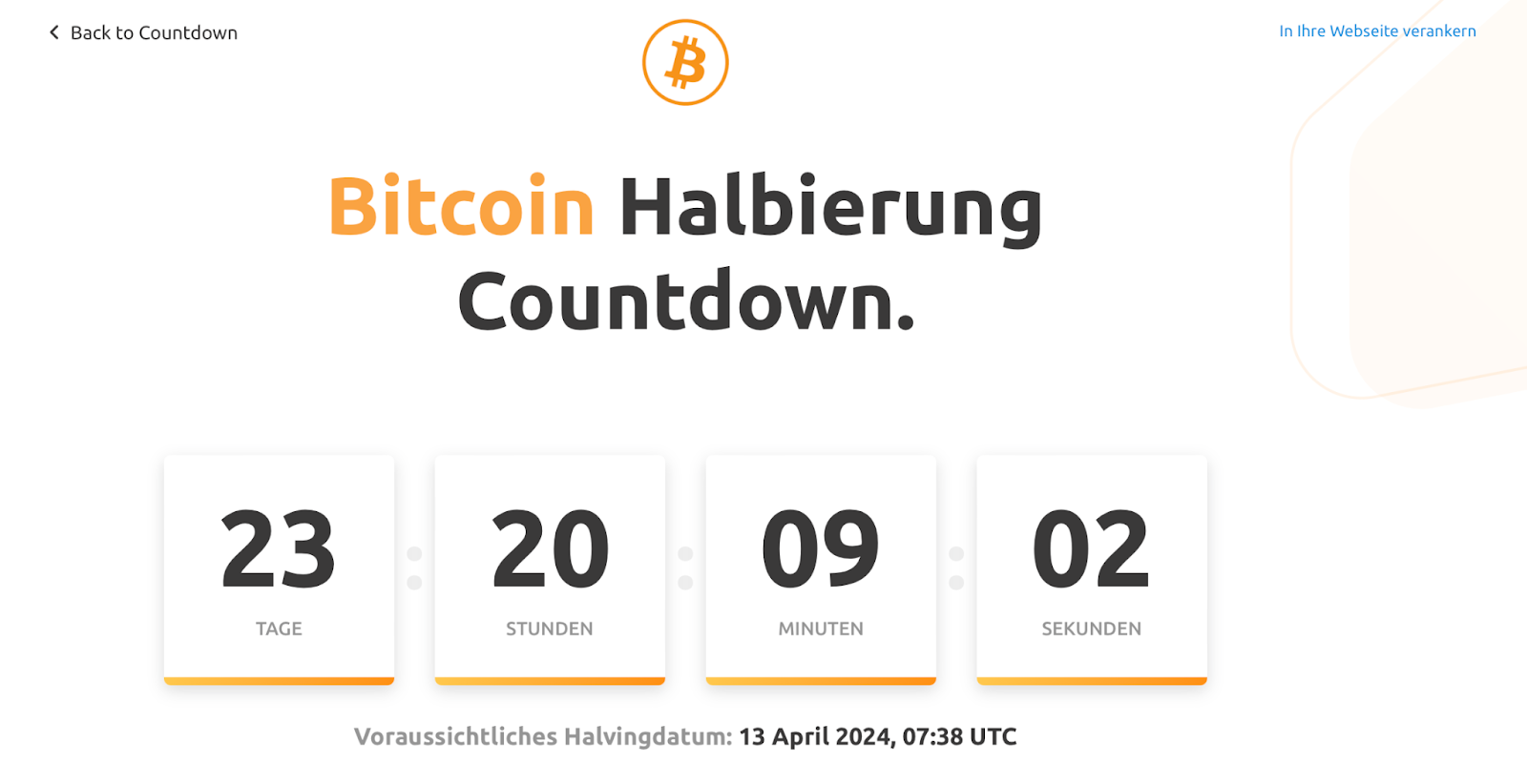 Bitcoin Halving Countdown 