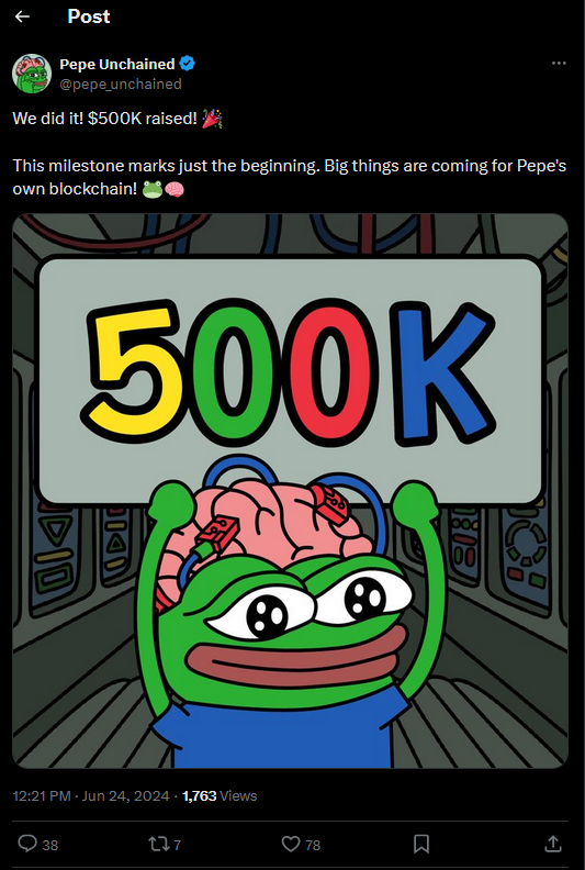 Pepe Unchained Tweet 