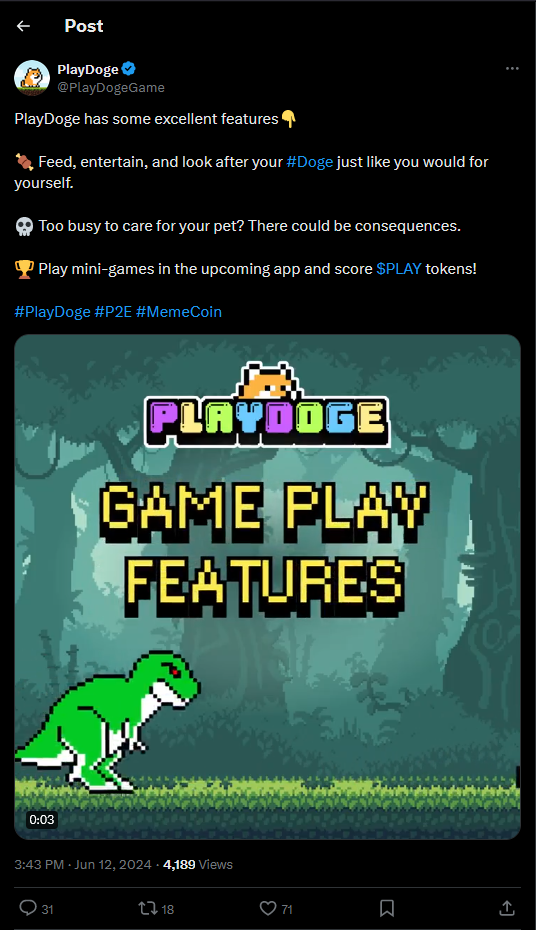 PlayDoge Tweet GameFi Features