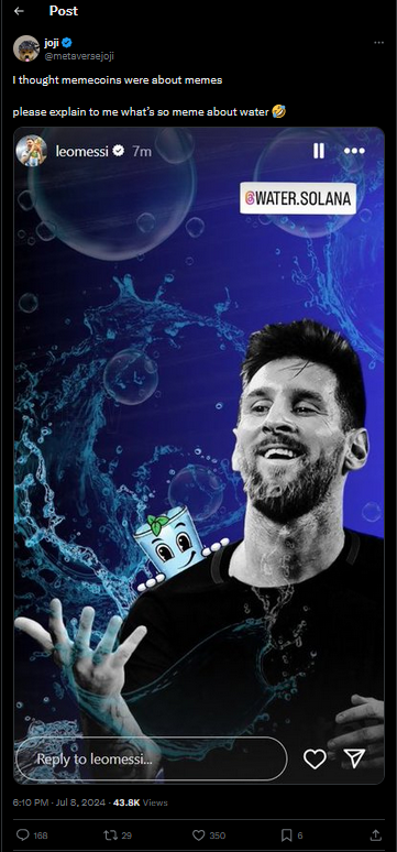 Water Memecoin Messi Beitrag