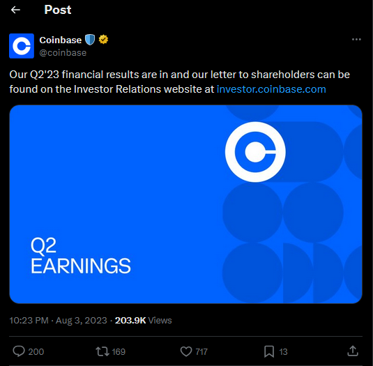 Coinbase Tweet