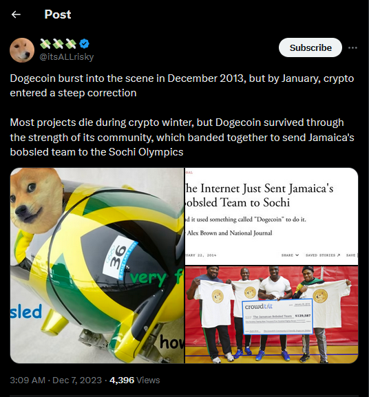 Dogecoin Sponsor Jamaika Bob