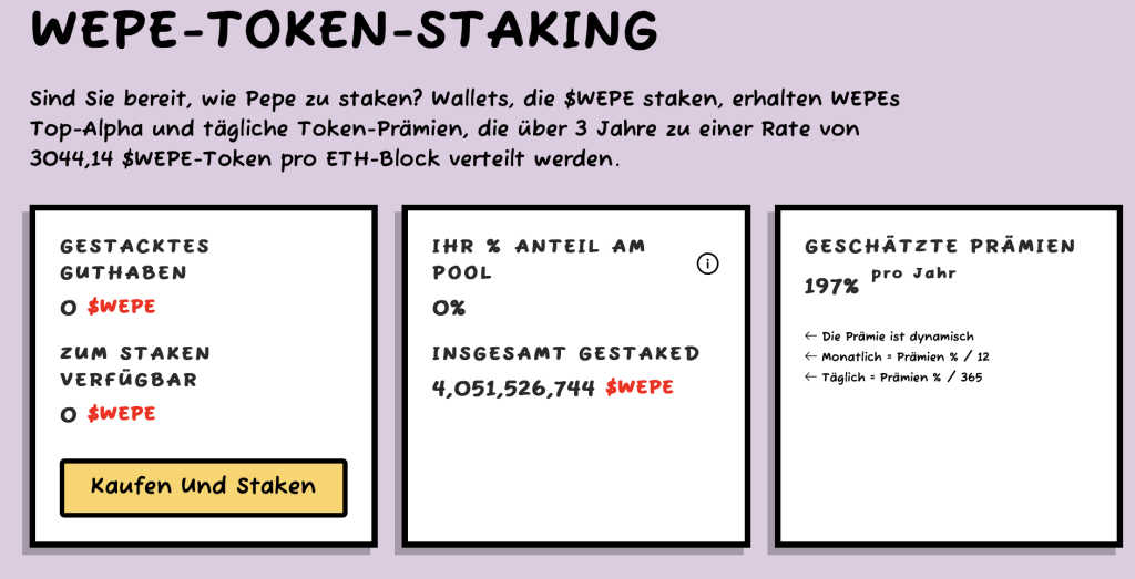 Wepe Staking Dashboard 