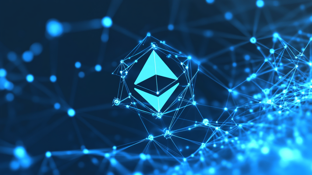 Ein digitales Kunstwerk, das die Integration der TON-Wallet in Telegram visualisiert. Im Zentrum steht das Telegram-Logo, umgeben von einer stilisierten TON-Blockchain mit Kettengliedern und dem $TON-Symbol.